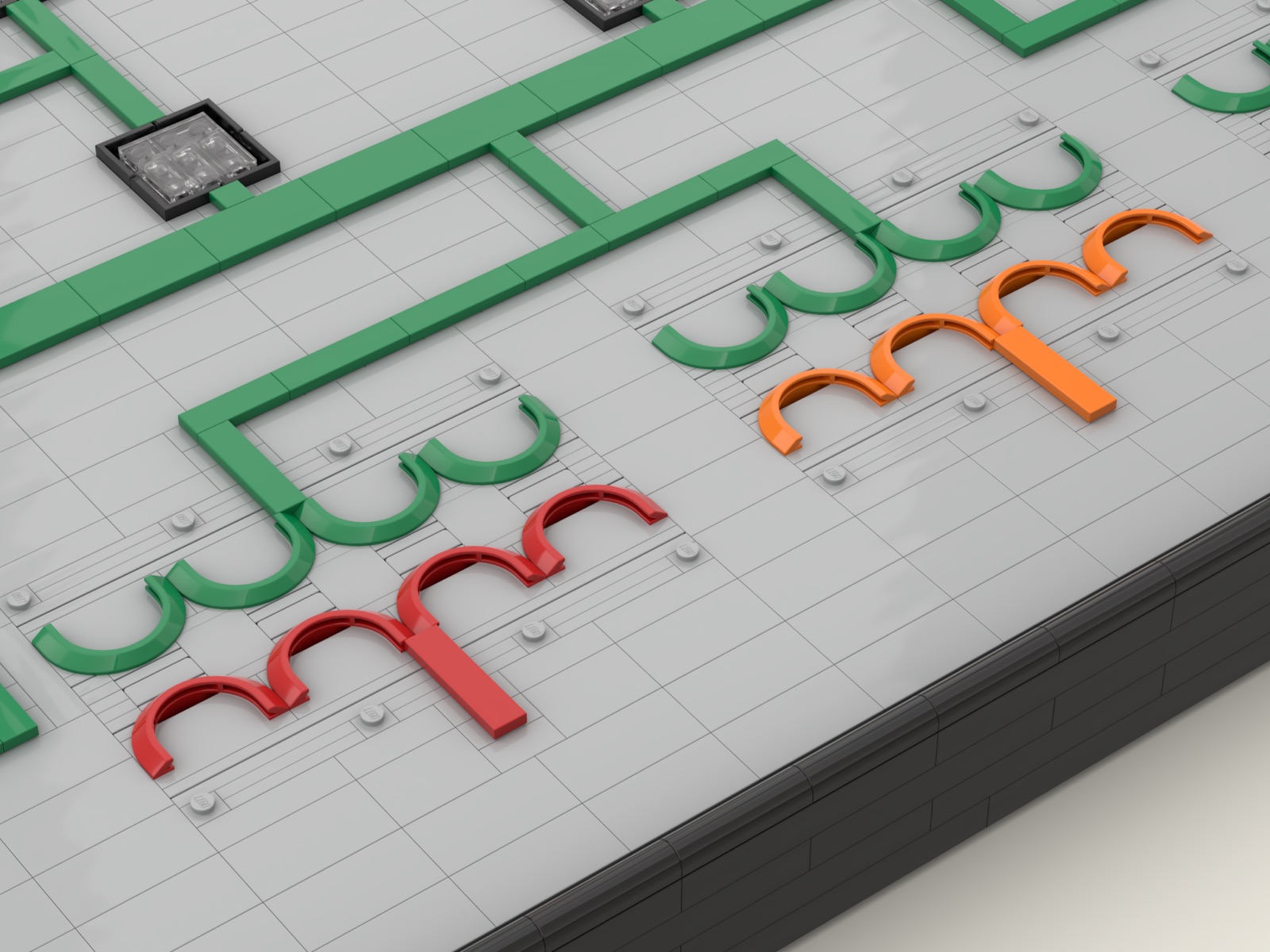 Operational One-Line Wall Art — closeup of the schematic transformer symbols in brick relief